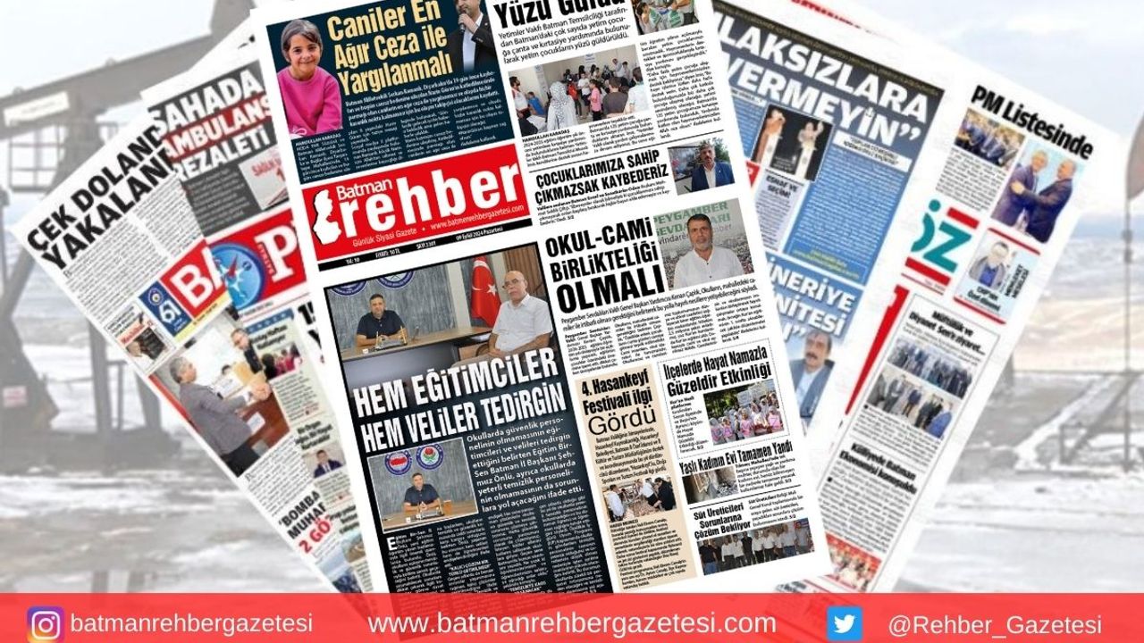 Batman Gazete Manşetleri 9 Eylül